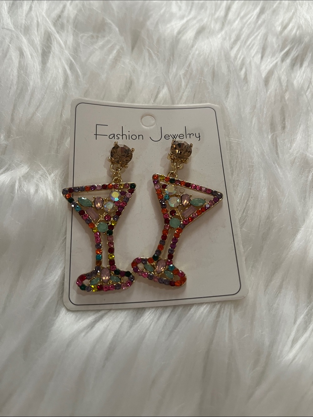 Colorful Gem Martini Glass Drop Earrings